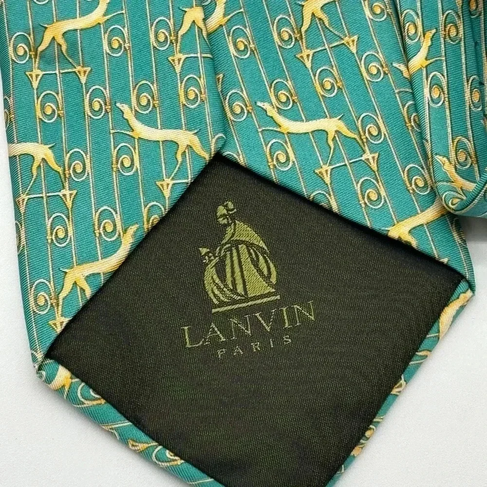 Lanvin Paris‎ Tie Green Men’s 100% Silk Made In Paris